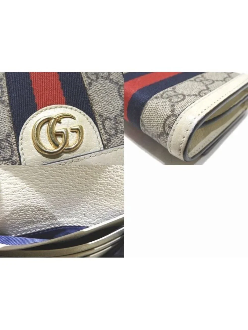 Gucci Ophidia Compact Wallet Canvas Leather GG Supreme Sherry Line